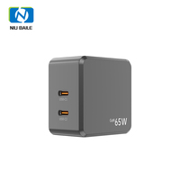 Cargador Rápido NIUBAILE 65W PD3.1 con 2 Puertos Tipo-C, Plegable, Ecológico, Entrada de CA, Enchufe del Reino Unido, Portátil para Teléfono Móvil