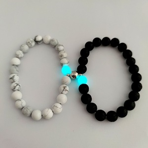 Hot Sale Luminous Lava Tiger Eye Beaded <strong>Long</strong> <strong>Distance</strong> Couples Matching Relationship <strong>Bracelet</strong> - Product Image 1