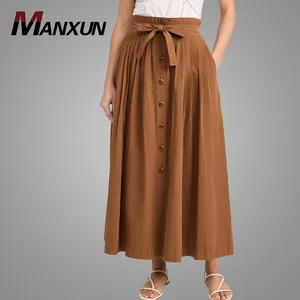 High Quality Casual Skirt Hotsale Simple Style Maxi Pleats Skirts Online