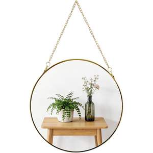 Miroir mural rond moderne de 9,6 pouces avec cadre doré et chaîne de suspension, décoratif pour entrée, couloir, salle de bain - Product Image 1