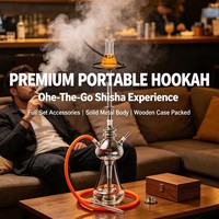 Ensemble de chicha en verre soufflé à la main, double embout, un seul tuyau, finition miroir moderne, coffret cadeau