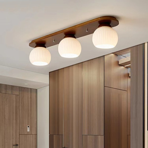 GUARTFOREST โคมไฟเพดานไม้ LED 3 หลอดสไตล์โมเดิร์นมินิมอลสำหรับห้องนั่งเล่นห้องนอนระเบียง - Product Image 3