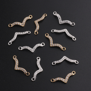 14K Or Rempli Zircon Mouette Pendentif V En Forme De Charme Connecteur <span class=keywords><strong>pour</strong></span> DIY Bracelet Collier Fabrication De <span class=keywords><strong>Bijoux</strong></span> Résultats Accessoires - Product Image 2