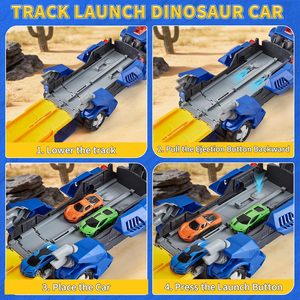 Jouet de transport à friction EPT pour tout-petits, <span class=keywords><strong>camion</strong></span> monstre dinosaure de course avec 2 voitures - Product Image 4