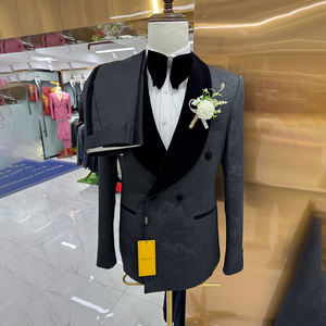 Klasik tek göğüslü düz renk erkek takım elbise 2 parça Set siyah gri yüksek kaliteli yün uyarlanmış Fit zamansız tasarım - Product Image 6