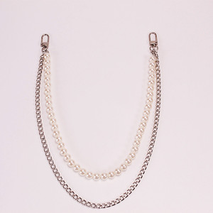 Double Layered Pearl <b>Chain</b> For Pants Unisex Hip Hop Korean Style <b>Waist</b> <b>Chain</b> Daily Wear Imitation Pearl Geometric Design - Product Image 4