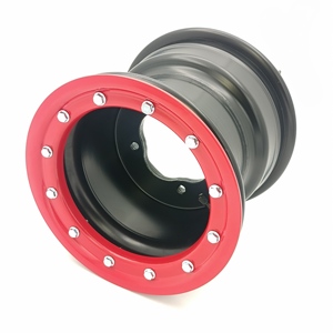 Raptor 700 Banshee 350 YFZ450 Roue filée en aluminium ATV Beadlock Roue arrière 9x8 3 + 5 4/115 avec anneau rouge - Product Image 1
