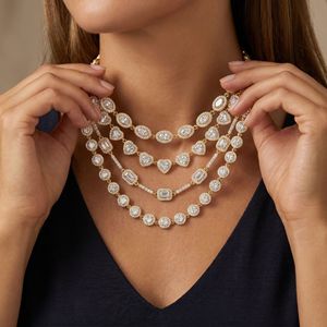 YF7062 Collana di Lusso in Acciaio Inossidabile Placcato Oro 18K PVD con Zirconi, Gioiello Impermeabile Scintillante con Zirconia Cubica 5A - Product Image 3