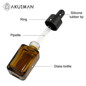 Luxury Amber CE Certified ISO9001 Approved 30ml Matte Black Cap Pipette Custom Logo OEM ODM Amber Glass <b>Dropper</b> <b>Bottle</b> - Product Image 5