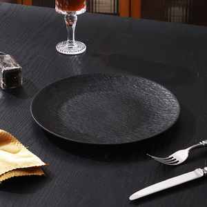 Classic New Design Round Matte Black <b>Melamine</b> Plate Eco-Friendly Plastic Customized <b>Sets</b> Free Sample for Hotels Party Occasions - Product Image 3