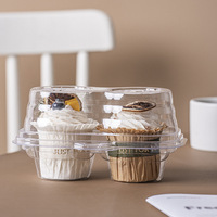Boîte d'emballage transparente jetable pour cupcakes, contenant individuel en plastique thermoformé à 2 ou 4 cavités pour muffins et mousses, idéal pour la vente à emporter