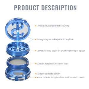 Custom Logo 63mm 2Layer Metal <b>Herb</b> <b>Grinder</b> New Design Tobacco Crusher with Pollen Scraper, Smoking Accessories for Spice <b>Grinder</b> - Product Image 5