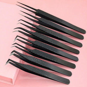 Ensemble de pinces à cils pour extensions, pointe en fibre à 90 degrés, pinces d'isolation pour volume de cils, légères en acier inoxydable, OEM - Product Image 1