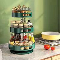 Étagère de rangement multifonctionnelle à 360 degrés, style moderne, double niveau, pour épices de cuisine, assaisonnement ménager