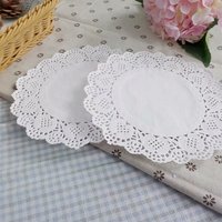 Napperons en papier jetables de 8,5 pouces, napperons en dentelle pour la décoration de gâteaux, la décoration alimentaire, la table de fête