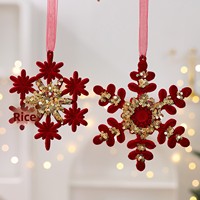Pendentif d'arbre de Noël en velours rouge bordeaux pour la Saint-Valentin, rubans cadeaux, décoration intérieure