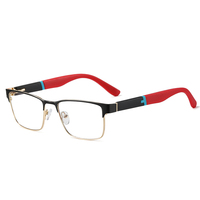 Monture de lunettes optiques Partagas en métal rectangulaire avec branches TR90 et charnières à ressort, anti-lumière bleue, pour hommes
