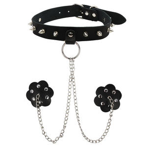 Đồ chơi tình dục, đồ chơi thay thế, đinh tán, vòng cổ nô lệ cho chó kèm dây xích, miếng dán núm vú cần thiết cho huấn luyện và trò chơi kích thích. - Product Image 1
