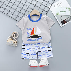Ensemble d'été en coton à manches courtes pour enfants, nouveau style coréen, t-shirt et short pour filles, vêtements pour garçons, vêtements pour enfants - Product Image 2