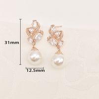 Nouvelle Arrivée 2026 – Boucles d'Oreilles Pendante de Luxe en Laiton et Perles pour Femme, Ornées de Zircons Cubiques Rose, Idéales pour Mariage, Fête et Cérémonie Nuptiale