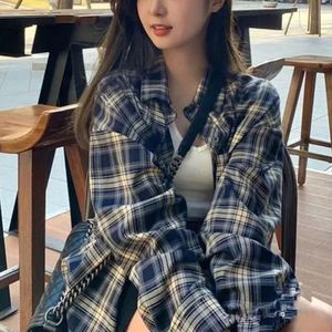 ニューヨーク風チェック柄シャツ レディース 長袖ブラウス 春秋 ゆったり レトロ ラグジュアリー ルーズフィット カーディガンシャツコート 卸売 - Product Image 3