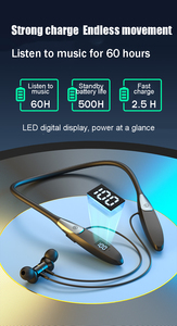 Nouveaux écouteurs Bluetooth tour <span class=keywords><strong>de</strong></span> cou avec grande capacité <span class=keywords><strong>de</strong></span> batterie, écran numérique et emplacement pour carte mémoire, pour le sport, les jeux, la <span class=keywords><strong>musique</strong></span> et les voyages - Product Image 2
