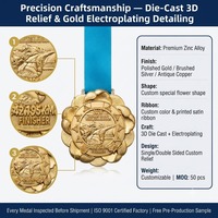 Médaille de finisseur personnalisée en métal 3D en relief pour le marathon du patrimoine mondial de Chengdu, avec ruban en satin