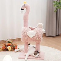 Arbre à chat en bois Kinghon à motif de dessin animé avec poteau à gratter et structure d'escalade, design écologique et durable, emballé en carton