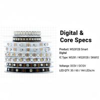 Адресуемая RGBIC LED-лента 5В/12В с пиксельными элементами WS2811/WS2812B/WS2815 IC, 30-300 светодиодов, гибкое освещение для складов