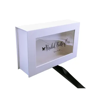Boîte rectangulaire personnalisée pour cadeaux de mariage, emballage en carton, en papier cosmétique, avec fenêtre, 50 pièces