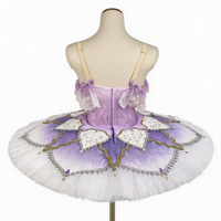 AL-T0643 Tutu Balet Dewasa Profesional Pakaian Tari Kustom Poliester/Rayon Bordir Ungu Lilac Tutu Balet untuk Kompetisi
