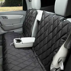 Housse de siège pour chien sans hamac pour siège de banc arrière rabattable, ceinture de sécurité fendue et centrale compatible avec la plupart des voitures