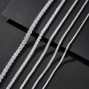 2mm 3mm 4mm 5mm 6.5mm 모이사나이트 925 실버 고급 보석 테니스 체인 (남녀공용) 모이사나이트 테니스 목걸이 - Product Image 1