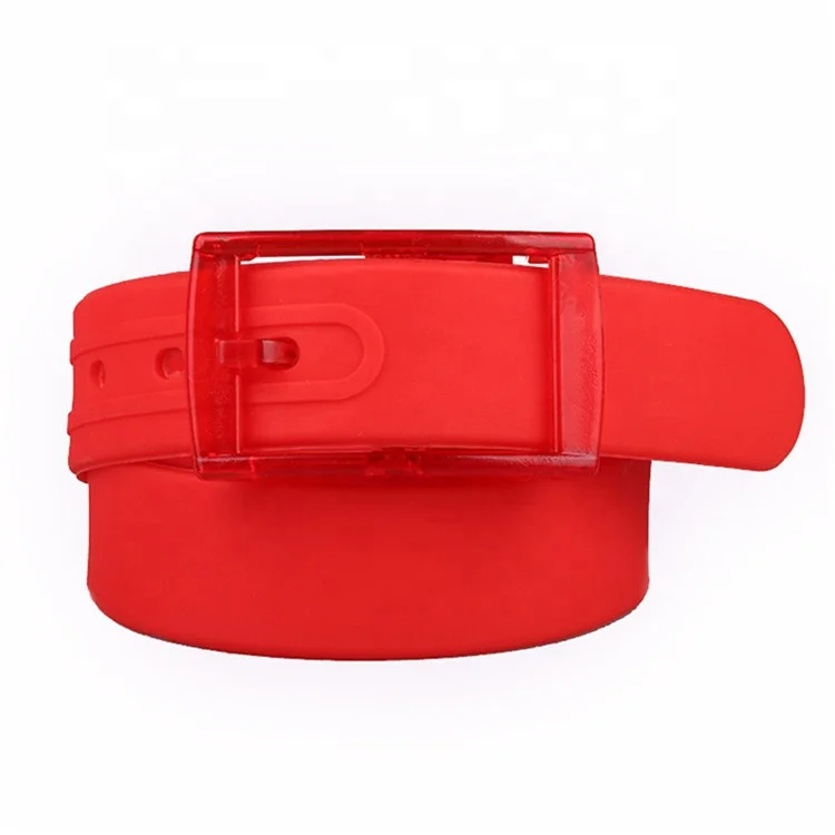 Unisex Colorful Adjustable Rubber Belt Casual Plastic Belt Silicone Belt with Plastic Buckle