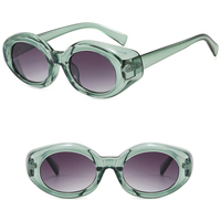 Lunettes de soleil ovales rétro unisexes à monture intégrale grises anti-radiation confortables et tendance UV400