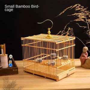 Kuş kafesi işlemeli dikdörtgen tasarım büyük kuş kafesi ile büyük taşınabilir bambu kare kafes - Product Image 2