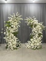 Arche de fleurs artificielles 5D faites à la main, blanches et vertes, en forme de corne, guirlande de roses en soie, toile de fond de mariage, Noël, Nouvel An, Fête des Mères