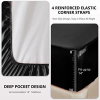 Drap satiné lisse 100% polyester 250 cm extra large 4 pièces, ensemble de draps et taie d'oreiller avec drap en tissu microfibre
