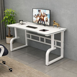 Escritorio de Computadora Blanco para Oficina en Casa, Patas en Forma de G, Mesa de Juego, Escritorio de Estudio con Estantería, Muestra Gratis, Gran Venta - Product Image 6