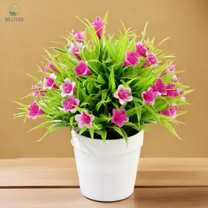 Mini yapay saksı çiçek Mini çiçekler saksı sahte Bonsai çiçek çim ev dekor ofis bahçe masaüstü süs dekor için