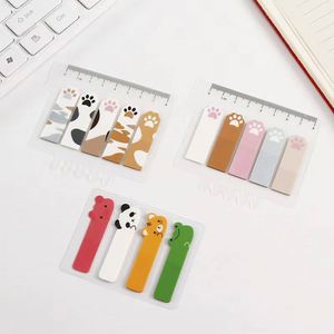 2 pièces de marque-pages fluorescents transparents en forme de patte de chat, autocollants, essentiels pour la rentrée scolaire - Product Image 6
