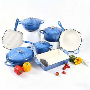 Ensemble <span class=keywords><strong>de</strong></span> 7 casseroles et poêles en fonte émaillée avec couvercles pour cuisinières à gaz et à induction – Vente en gros fabricant - Product Image 1