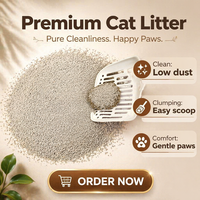 Pasir Kucing Bentonit Partikel Kecil OEM, Daya Gumpal Kuat, Rendah Debu, Pengontrol Bau, Penyerapan Cepat, Perlengkapan Higienis