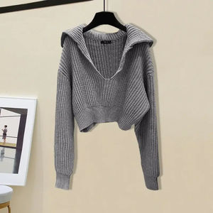 Maglione bianco da donna con collo a girocollo autunno inverno Casual da donna <span class=keywords><strong>maglia</strong></span> <span class=keywords><strong>maglia</strong></span> <span class=keywords><strong>pantaloni</strong></span> larghi 3 pezzi Set da donna - Product Image 6