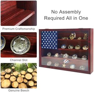 Mondon 16x12 kính hiển thị trường hợp rắn gỗ khung ảnh hiện đại để hiển thị huy chương quân sự tiền xu Cờ Mỹ bóng hộp - Product Image 6