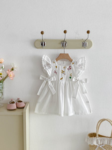 Neues Sommer-Latzkleid für Mädchen mit Blumenstickerei, Niedlicher Babyrock, Süße Babykleidung - Product Image 3