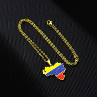 Collier de mode chrétienne en gros avec drapeau africain, en acier inoxydable plaqué or, avec lien, représentant l'Érythrée, l'Algérie, le Sénégal, l'Ouganda