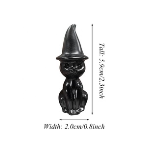 Artisanat en cristal <span class=keywords><strong>de</strong></span> haute qualité naturel Hotsale Magic Cat sculpté à la <span class=keywords><strong>main</strong></span> obsidienne noire Magic Cats sculptures pour la décoration - Product Image 5