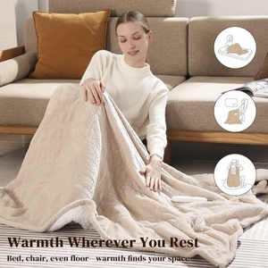Couverture chauffante électrique double pour l'hiver, usage domestique, 62"x84", motif blé, flanelle ultra-douce, sherpa épais, <span class=keywords><strong>réversible</strong></span>, 5 niveaux de chaleur - Product Image 3