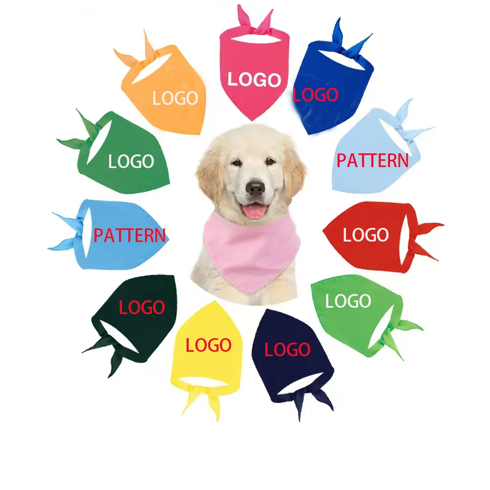 Wholesale Cheap Factory Price Sublimation Printed Solid Color Soft Pet Bandana Custom Logo Dog Bandana For Small And Large Dog